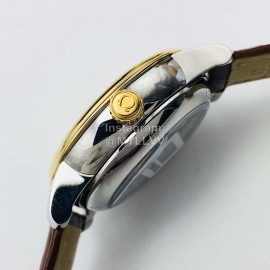 Omega 316l Steel Case Brown Leather Strap Watch