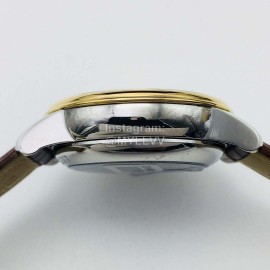 Omega 316l Steel Case Brown Leather Strap Watch