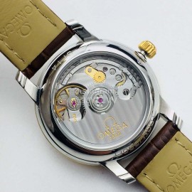 Omega 316l Steel Case Brown Leather Strap Watch