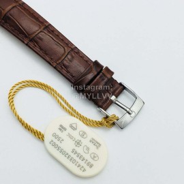 Omega 316l Steel Case Brown Leather Strap Watch