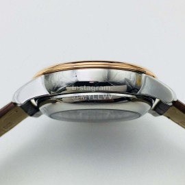 Omega 316l Steel Case Leather Strap Watch Brown