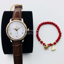 Omega New 316l Steel Case Leather Strap Watch