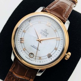 Omega New 316l Steel Case Leather Strap Watch