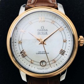 Omega New 316l Steel Case Leather Strap Watch