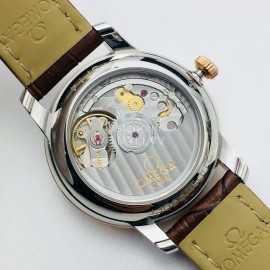 Omega New 316l Steel Case Leather Strap Watch