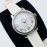 Omega 316l Steel Case White Leather Strap Watch