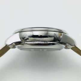 Omega 316l Steel Case White Leather Strap Watch