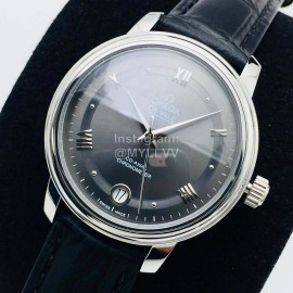 Omega 316l Steel Case Leather Strap Gray Dial Watch