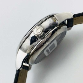 Omega 316l Steel Case Leather Strap Gray Dial Watch