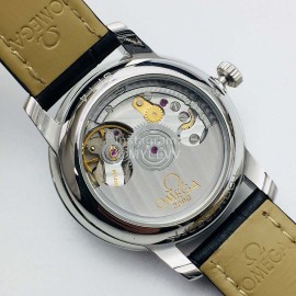 Omega 316l Steel Case Leather Strap Gray Dial Watch