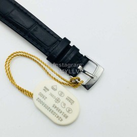 Omega 316l Steel Case Leather Strap Gray Dial Watch