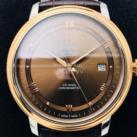 Omega 316l Steel Case Leather Strap Brown Dial Watch