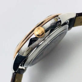 Omega 316l Steel Case Leather Strap Brown Dial Watch