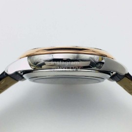 Omega 316l Steel Case Leather Strap Brown Dial Watch