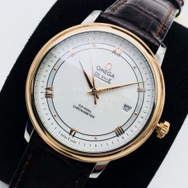 Omega Leather Strap 316l Steel Case Watch