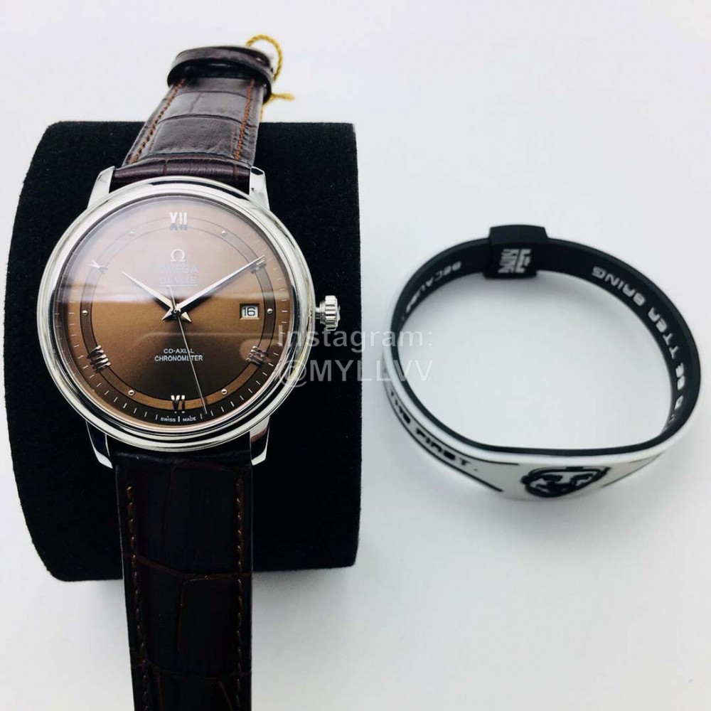 Omega Fashion Leather Strap 316l Steel Case Watch