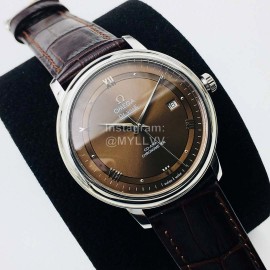 Omega Fashion Leather Strap 316l Steel Case Watch