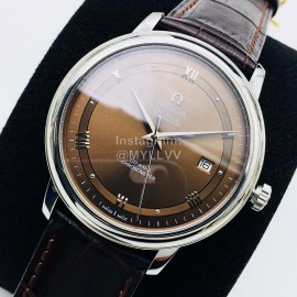 Omega Fashion Leather Strap 316l Steel Case Watch