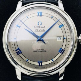 Omega Leather Strap Gray Dial 316l Steel Case Watch