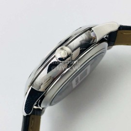 Omega Leather Strap Gray Dial 316l Steel Case Watch