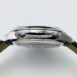 Omega Leather Strap Gray Dial 316l Steel Case Watch