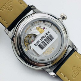 Omega Leather Strap Gray Dial 316l Steel Case Watch