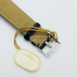 Omega Blue Leather Strap 316l Steel Case Watch