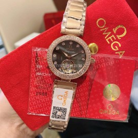 Omega Ladymatic Diamond Sapphire Crystal Watch Gray