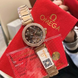 Omega Ladymatic Diamond Sapphire Crystal Watch Gray