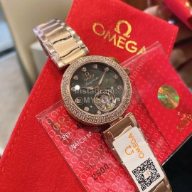 Omega Ladymatic Diamond Sapphire Crystal Watch Gray