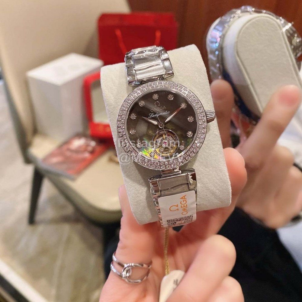 Omega Ladymatic New Diamond Sapphire Crystal Watch
