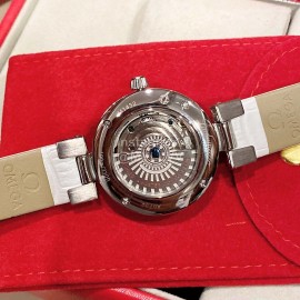 Omega Ladymatic Diamond Sapphire Crystal White Strap Watch