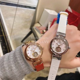 Omega Ladymatic Diamond Sapphire Crystal White Strap Watch