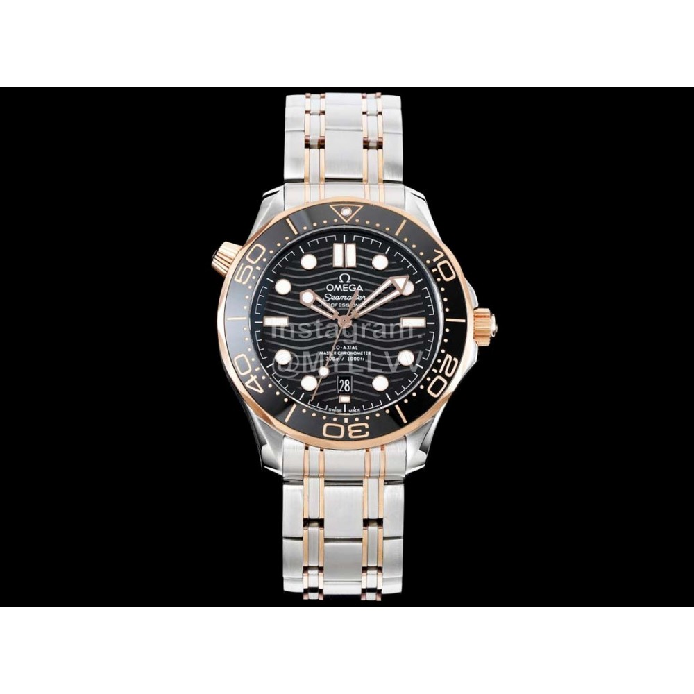 Omega Black Ceramic Dial Steel Strap Watch