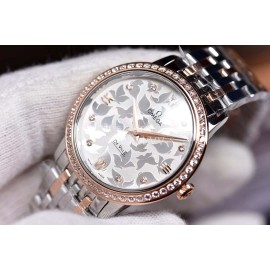 Omega Fashion 32.7mm Butterfly Dial Steel Strap Watch