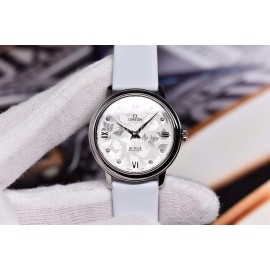 Omega New Butterfly 32.7mm Dial Satin Leather Strap Watch