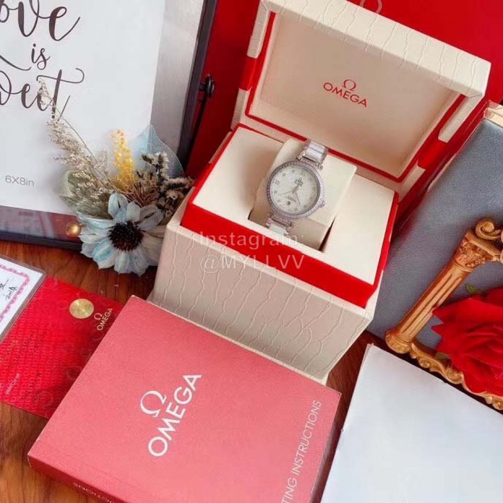 Omega New Roman Numeral Dial Diamond Watch