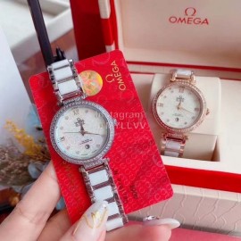 Omega New Roman Numeral Dial Diamond Watch