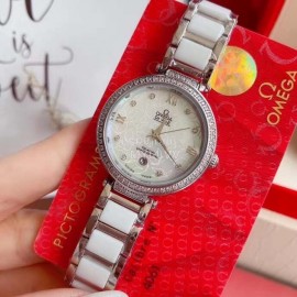 Omega New Roman Numeral Dial Diamond Watch