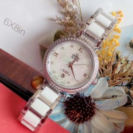 Omega New Roman Numeral Dial Diamond Watch