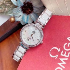 Omega New Roman Numeral Dial Diamond Watch