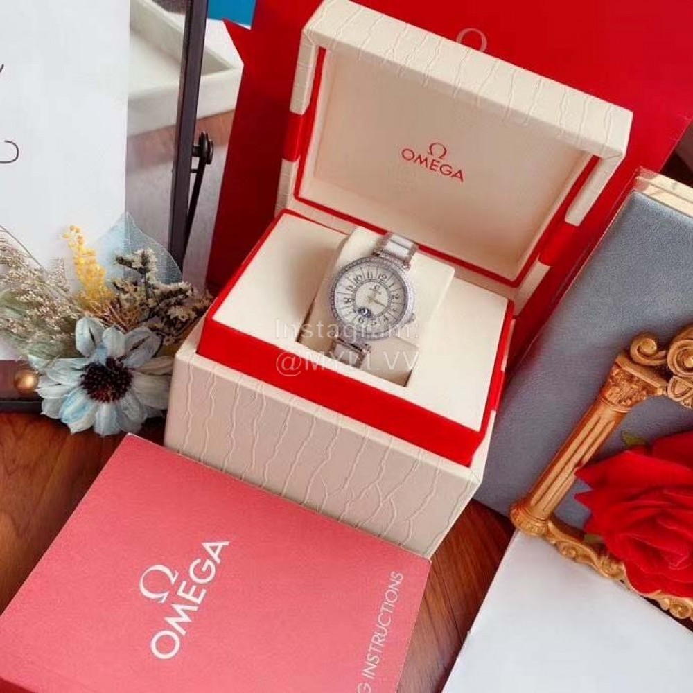 Omega Fashion Roman Numeral Dial Diamond Watch