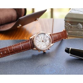 Omega Sapphire Crystal Leather Strap Watch Brown