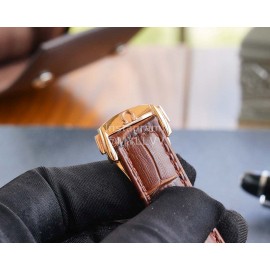 Omega Sapphire Crystal Leather Strap Watch Brown