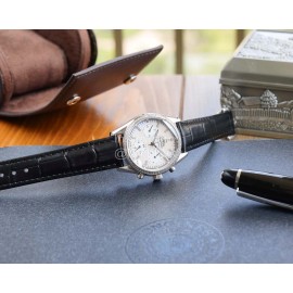 Omega Sapphire Crystal Leather Strap Watch Black