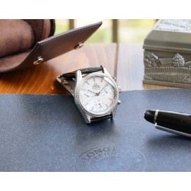 Omega Sapphire Crystal Leather Strap Watch Black