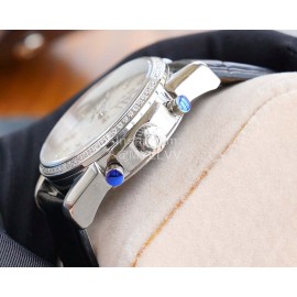 Omega Sapphire Crystal Leather Strap Watch Black