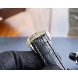 Omega Sapphire Crystal Leather Strap Watch Black