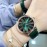 Omega Leather Strap Quartz Diamond Watch Green