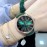 Omega Leather Strap Quartz Diamond Watch Green